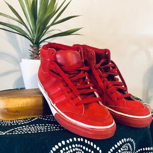 Red Adidas High Tops Size 12